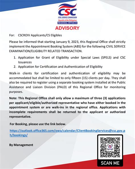 csc region 4a online appointment|CSCROIV Booking .